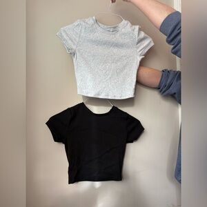 Classic Gray and Black Garage cropped baby tees